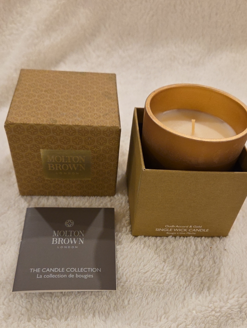 NWT Molton Brown Oudh Accord & Gold Single Wick Candle with Box